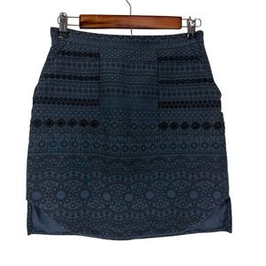 3.1 Phillip Lim Navy Blue Silk Cotton Eyelet Print Mini Skirt Women's 2 Pockets
